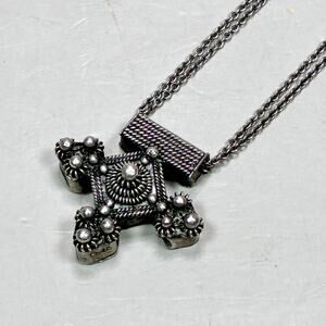 Sterling Silver Cross Necklace: Handcrafted Granulated Gothic Pendant